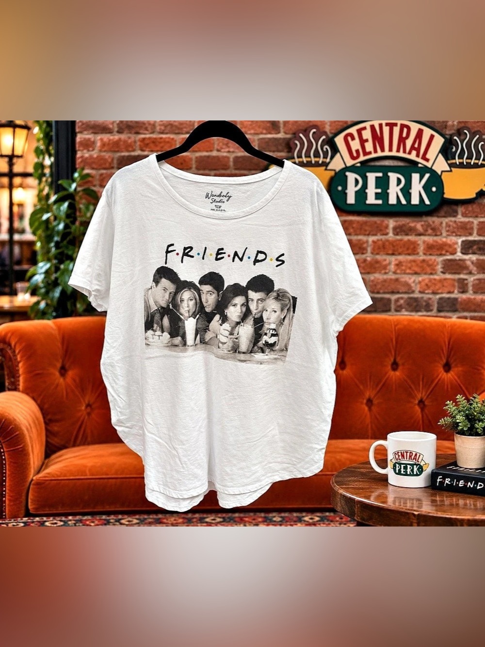 Wonderly Studio Friends TV Series Graphic Tee, White, 1X